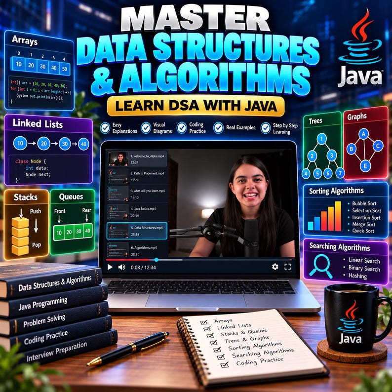 Complete Java-programmeercourse | DSA met Java-videotutorials | Voorbereiding op programmeerinterviews | Java van beginner tot gevorderd niveau | Digitale download afbeelding 9