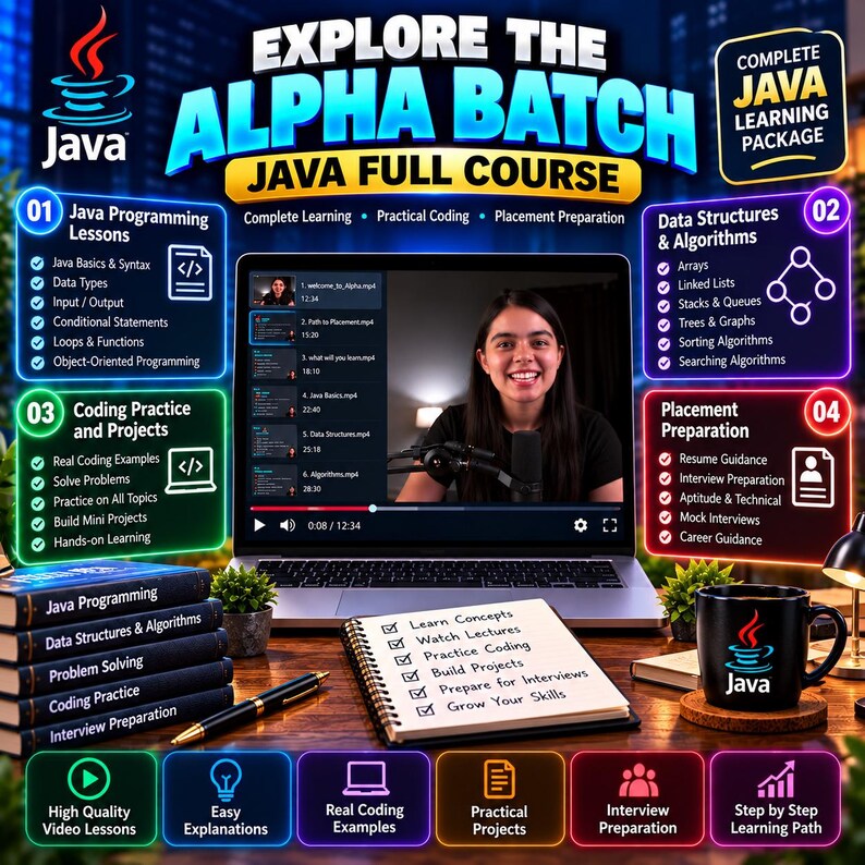 Complete Java-programmeercourse | DSA met Java-videotutorials | Voorbereiding op programmeerinterviews | Java van beginner tot gevorderd niveau | Digitale download afbeelding 5