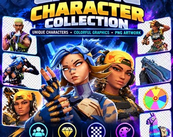 Paquete de imágenes PNG de personajes de videojuegos, colección de imágenes prediseñadas para gamers, gráficos coloridos de videojuegos, descarga de arte digital con fondo transparente.