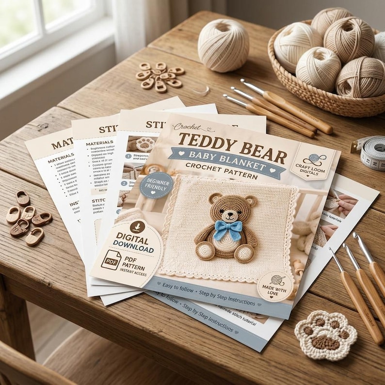 Teddy Bear Baby Blanket Crochet Pattern PDF Cute Bear Blanket teddy-bear-baby-blanket-crochet-pattern-pdf-cute-bear-blanket