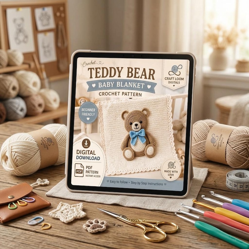 Teddy Bear Baby Blanket Crochet Pattern PDF Cute Bear Blanket teddy-bear-baby-blanket-crochet-pattern-pdf-cute-bear-blanket