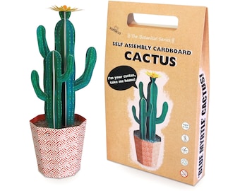 Cactus Craft Kit, Cardboard Plant, DIY Cactus kit, Blue Myrtle Cactus, Home gift