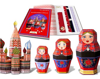 Nesting Dolls, Paper Craft Kit, Russia Doll, Gift for girl, Russian Doll, Matryoshka Dolls, Building Kit