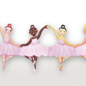 Ballerinas Garland, Ballerina Party Decoration, Paper Doll Chains, Gift for a girl, Ballet Wall Art