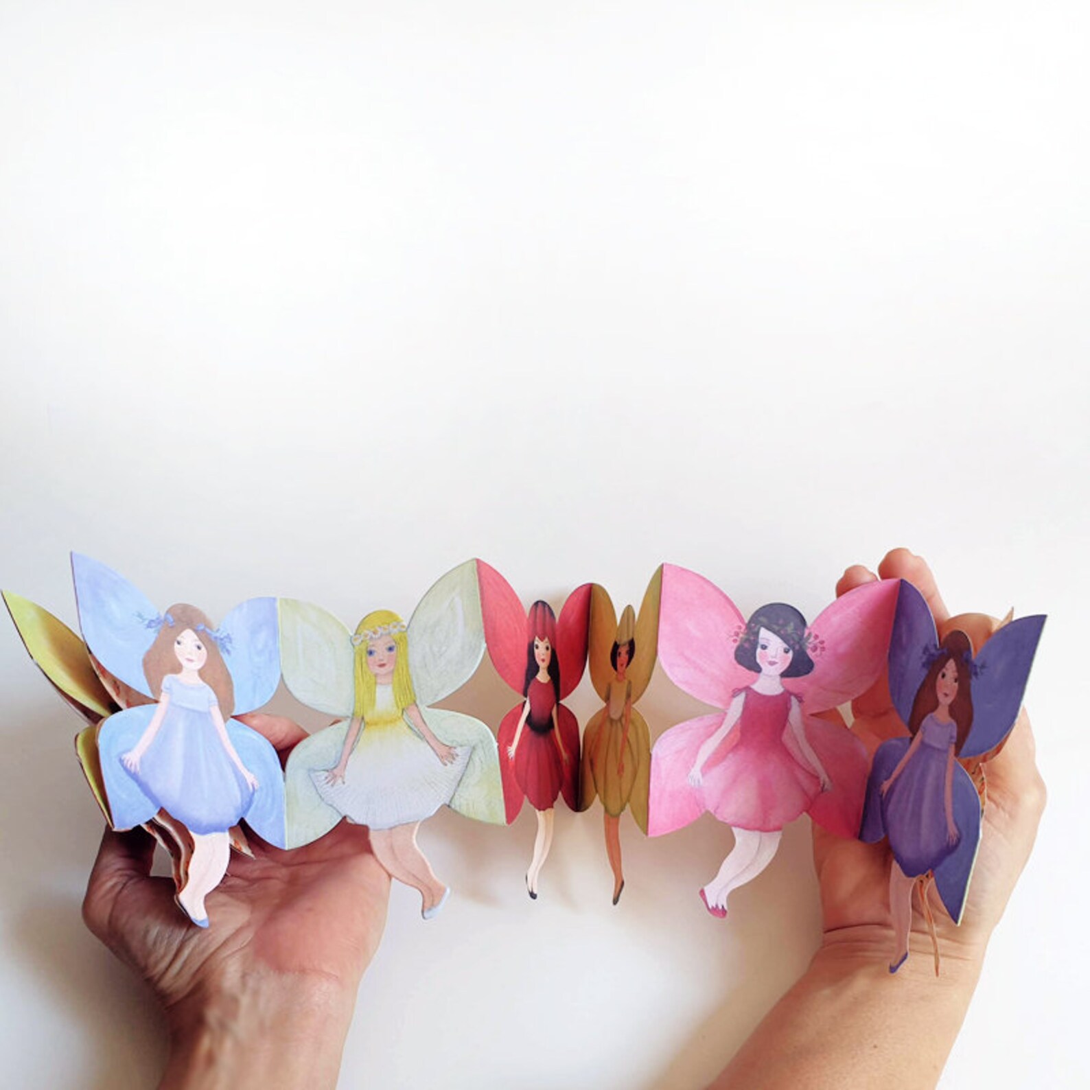 Delightful Paper Doll Chains Set of two flower fairies Etsy
