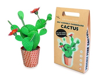 DIY Cardboard Cactus Craft Kit: Prickly Pear Home Decor, construction kit.