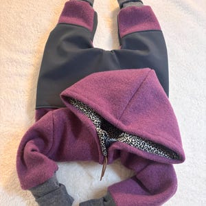 Wollwalkoverall in Beere , mit Schutzpatches, Walkoverall