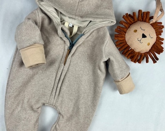 Baumwollfleece Overall in Beige, Babyoverall, mit beigen Bündchen, Newbornoverall, viele Farben, Babyanzug, Handmade, Overall,