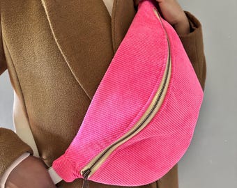 Crossbody Bag, Cord, pink , Leo, Leomuster, Umhängetasche, Tasche, Bauchtasche, Maxi, Baumwollteddy, Teddy