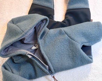 Walkanzug Baby | Schutzpatches| Walk Overall aus Wolle | Baby & Kinder Wollanzug mit Futter | Handmade Geschenk zur Geburt| mint