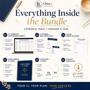 1L Law School Survival Bundle | Planner Spreadsheet, Case Briefs, IRAC, Finals & Study Templates