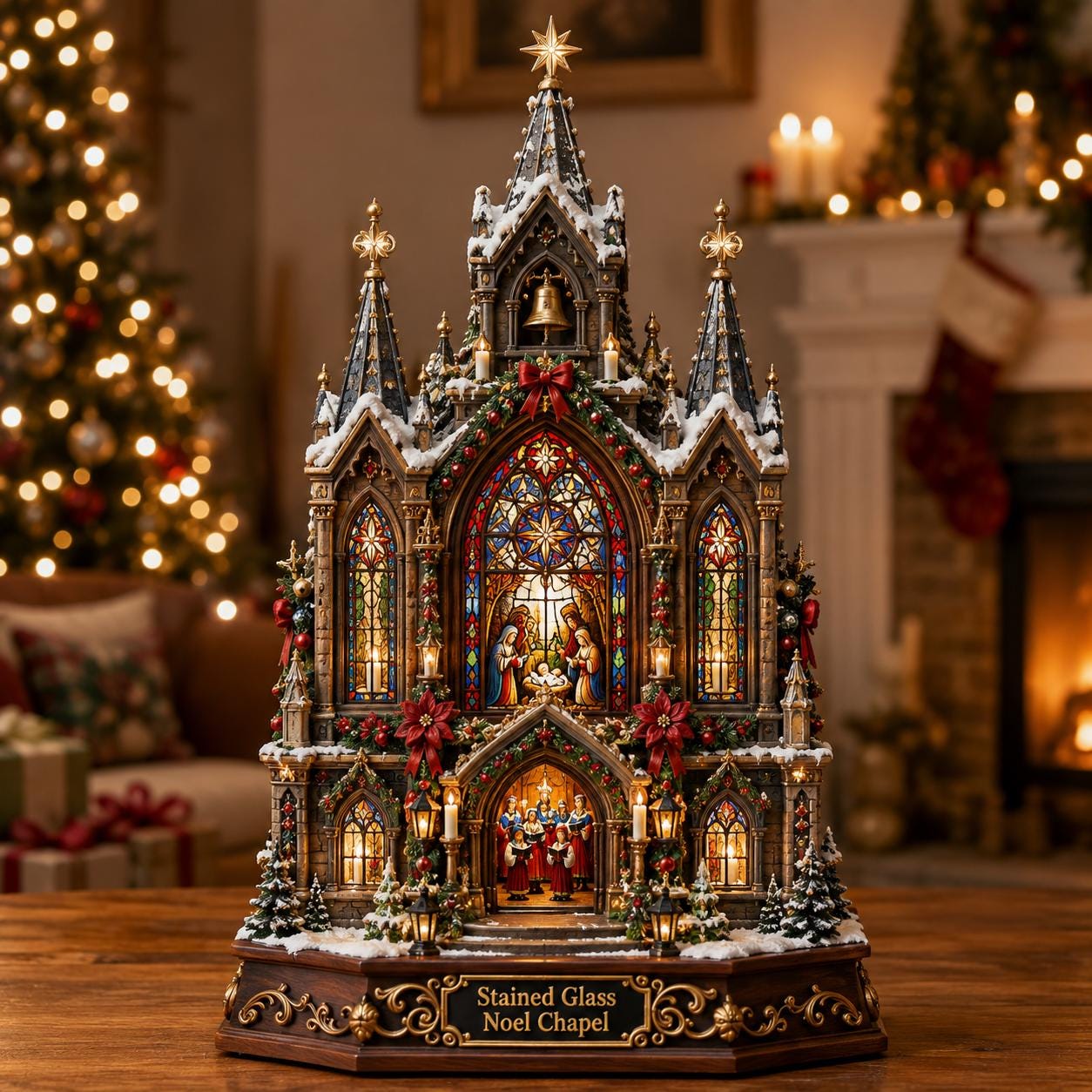 クリスマス 教会 オブジェ ライトアップ☆SALE☆ Lighted Tabletop Church - Etsy