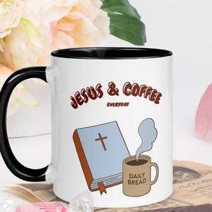 Ceramic Mug with Black Color Inside | Light Blue Jesus Coffee design