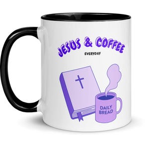 Ceramic Mug with Black Inside & Handle | Purple Jesus Coffee design