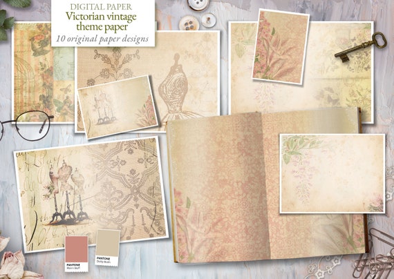 Old English Themed Scrapbooking Journal Paper Vintage Themed Digital  Download Digital Scrapbook Printable Craft Paper 