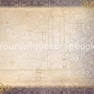 Steampunk Scrapbooking journal Paper vintage themed digital download Digital Scrapbook Printable Craft paper image 4