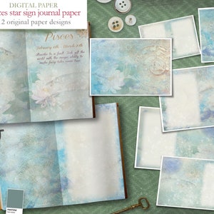 Pisces Star Sign Journal - 12 themed digital papers -  Zodiac - Horoscope - Scrapbooking journal Paper - digital download