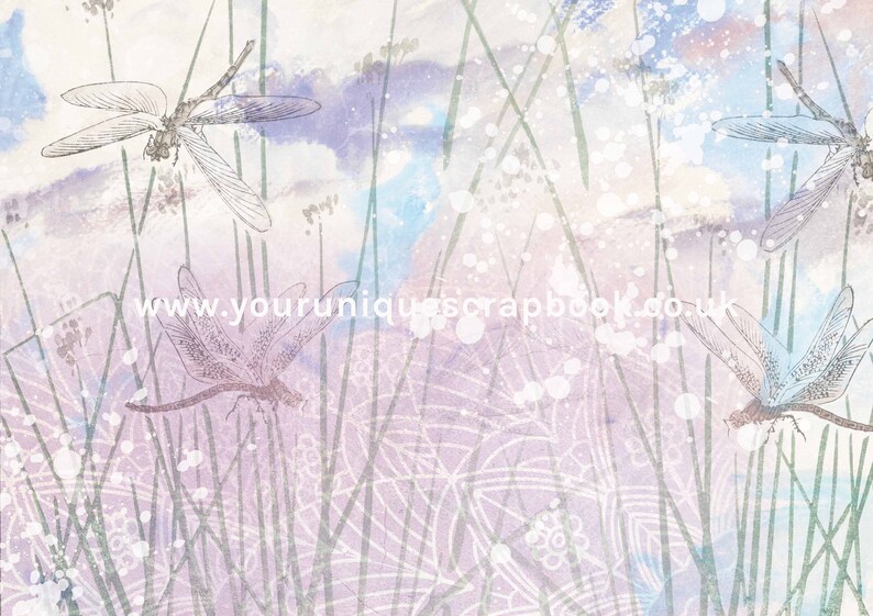 Dragonfly Themed Paper - 8 Digital Sheets - Scrapbooking Digital Paper ...