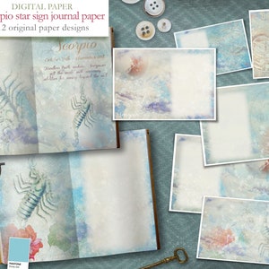 Scorpio Star Sign Journal - 12 themed digital papers -  Zodiac - Horoscope - Scrapbooking journal Paper - digital download