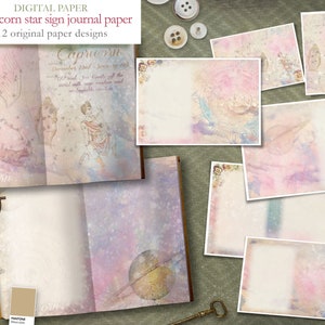Capricorn Star Sign Journal - 12 themed digital papers -  Zodiac - Horoscope - Scrapbooking journal Paper - digital download
