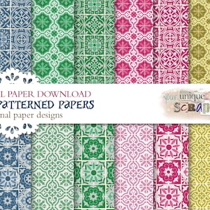 Pattern Tiles Themed paper - 16 digital papers - Mexican tiles - digital download - Digital Scrapbook