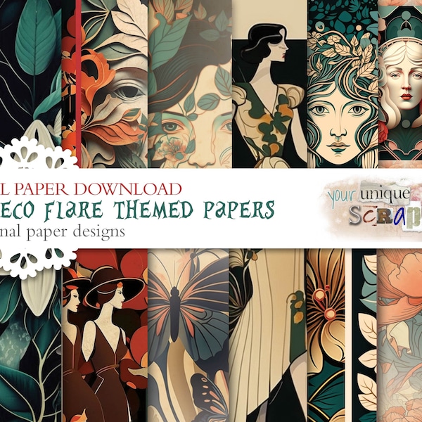 Art Deco Flare - 10 themed Images - digital download Images - Digital Scrapbook - Art Deco - Clip art - Digital images