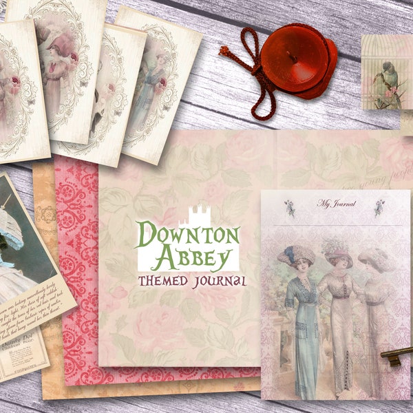 Downton Abbey - Themed journal - Scrapbooking journal Paper - vintage themed - digital download - Digital Scrapbook - Printable Craft paper