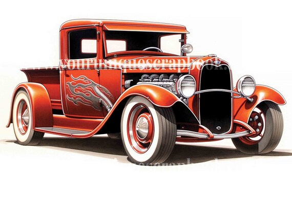 Hot Rod Car - 11 Themed Images - Clip Art Images - Digital