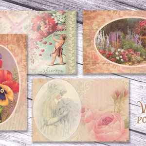 Vintage postcards - 9 themed downloads - Scrapbooking journal Paper - digital download - Digital Scrapbook - Printable Craft paper