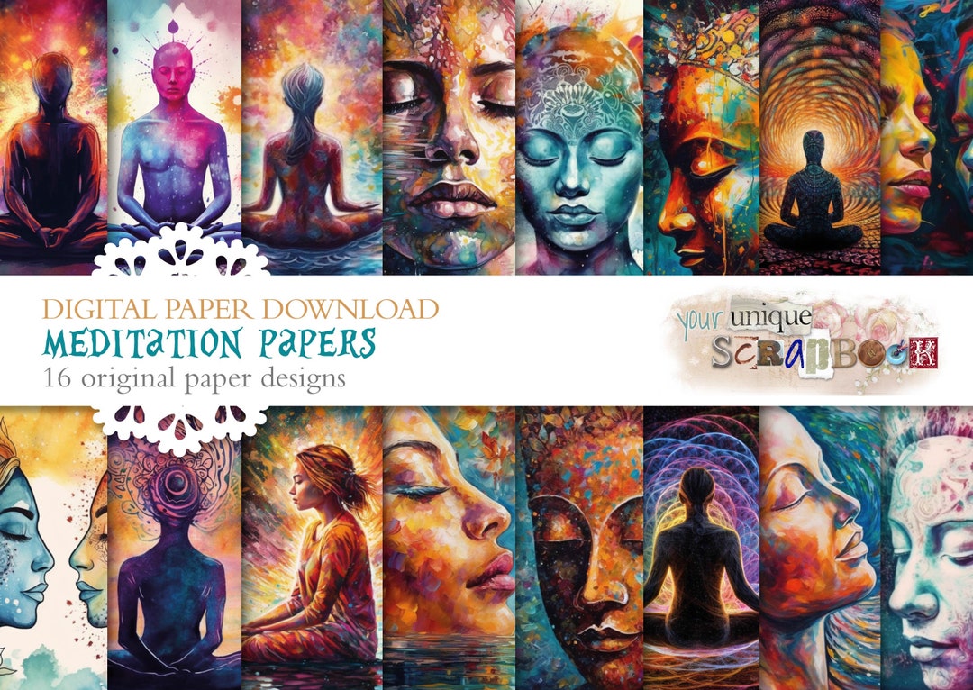 Meditation 16 Digital Papers Scrapbooking Journal Digital Download