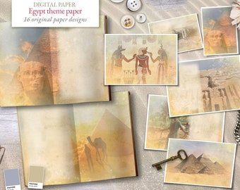 Ancient Egypt Journal - 16 themed digital papers -  Scrapbooking journal Paper - digital download - Digital Scrapbook