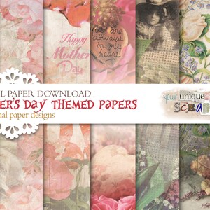 Fête des mères - 10 papiers numériques sur le thème - Journal de scrapbooking papier - Téléchargement numérique - Scrapbooking numérique - Papier artisanal imprimable