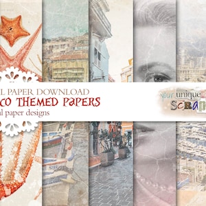 Thème Monaco - 8 papiers numériques - Journal de scrapbooking papier - Téléchargement numérique - Scrapbooking numérique - Papier artisanal imprimable