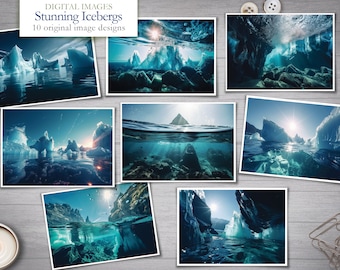 Atemberaubende Eisberge - 8 thematische Bilder - digitaler Download Bilder - Clip Art - Digital Scrapbook - fotografischer Stil - Digital Art Bilder