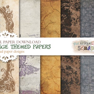 Papier grunge - 16 feuilles - journal de scrapbooking papier - thème vintage - téléchargement numérique - scrapbooking numérique - papier artisanal imprimable