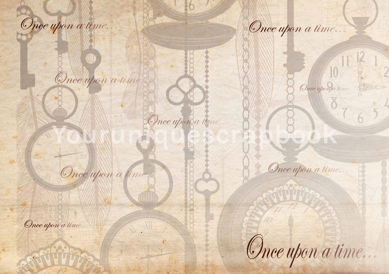 Steampunk Scrapbooking journal Paper vintage themed digital download Digital Scrapbook Printable Craft paper image 3