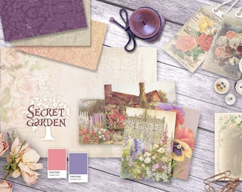 Secret Garden - Scrapbooking journal Paper - vintage themed - digital download - Digital Scrapbook - Printable Craft paper