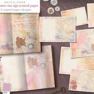 Sagittarius Star Sign Journal - 12 themed digital papers -  Zodiac - Horoscope - Scrapbooking journal Paper - digital download