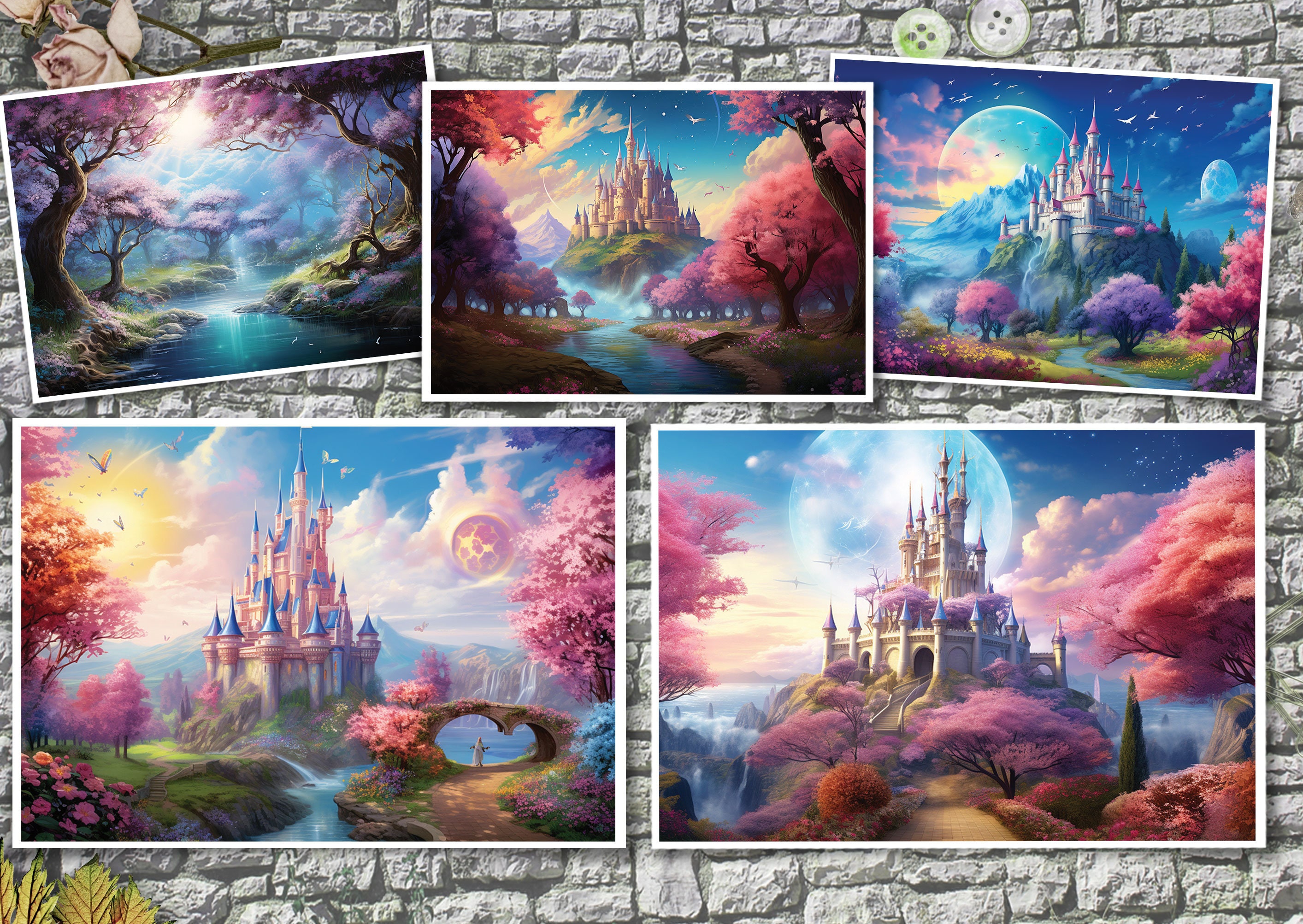 Fairy Castle Fantasy - 14 Digital Papers - Clip Art - Scrapbooking ...