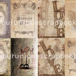 Steampunk Scrapbooking journal Paper vintage themed digital download Digital Scrapbook Printable Craft paper image 10