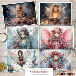 Christmas Fairies - 16 themed papers - Scrapbooking - digital download Paper - Digital Scrapbook - digital image - Clip art