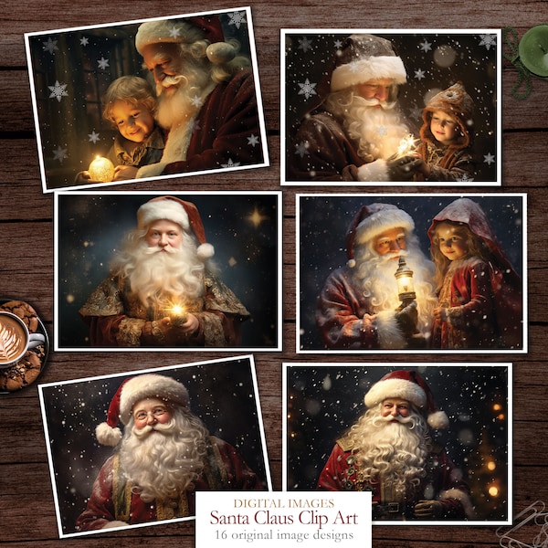 Santa Claus - 16 digital photo Clip Art -  Scrapbooking journal Paper - digital download - Digital Scrapbook - St Nicolas - Digital photo