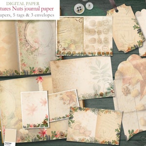 Natures Nuts Journal - 12 papers, 5 tags & 3 envelopes - digital download - Digital Scrapbook - Digital Paper