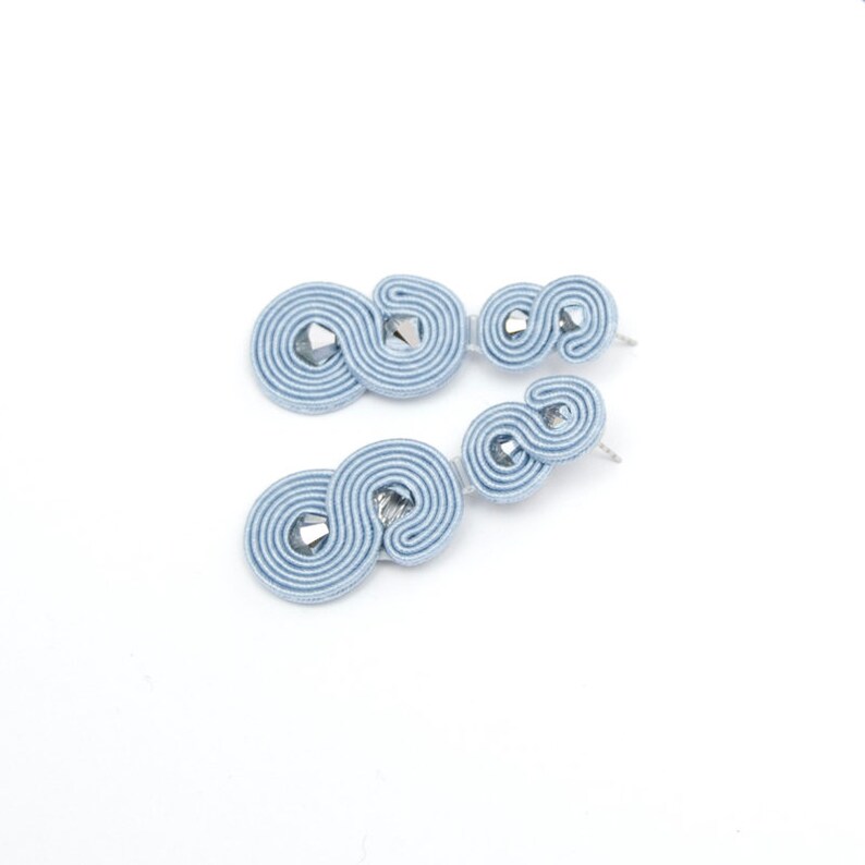 Baby Blue Statement Earrings Modern Stud Earrings Soutache Etsy