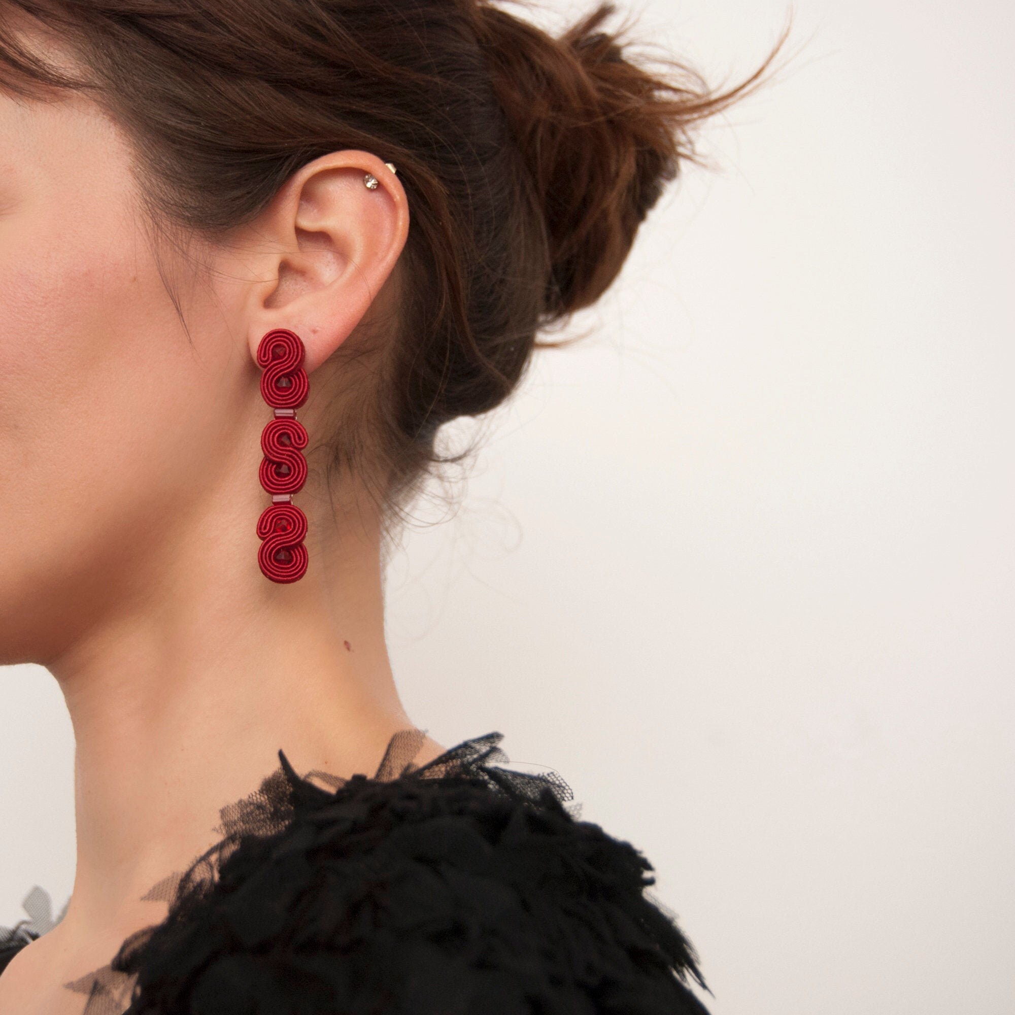 Red long best sale earrings