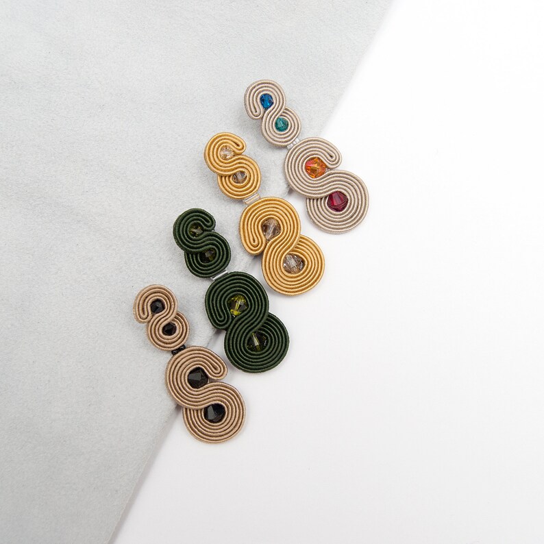 Baby Blue Statement Earrings Modern Stud Earrings Soutache Etsy