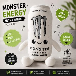 Vit energiburk plyschleksak mjuk fylld kudde rolig kawaii rumsdekoration present