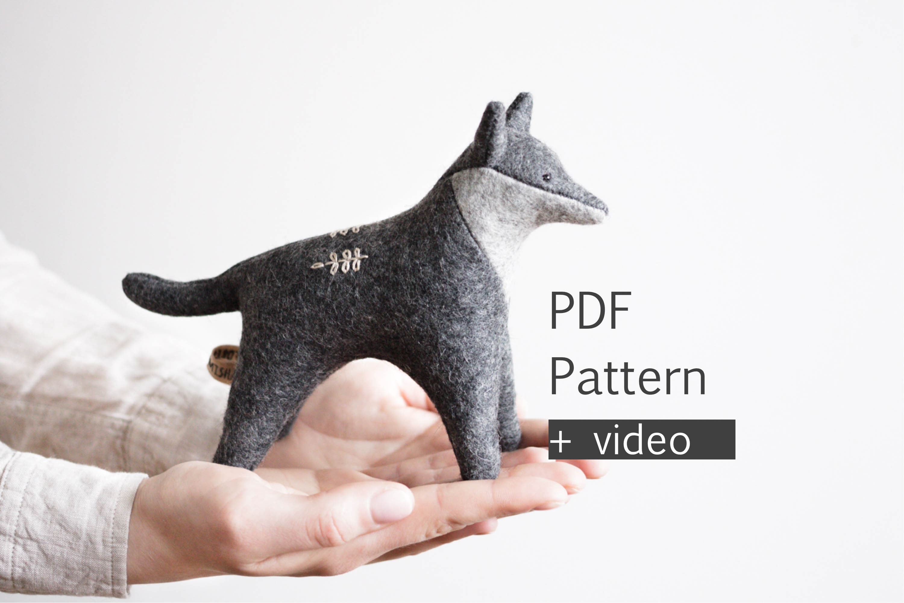 Felt Wolf Sewing Pattern PDF Video Tutorial Etsy