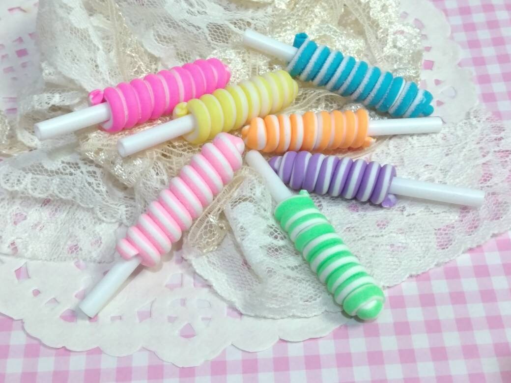 7 pcs Rainbow Marshmallow Swirl Lollipop Polymer Clay Etsy