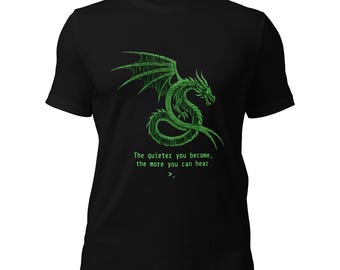 The Quiet Terminal Cybersecurity Dragon Tee, Cyberpunk Dragon Techwear T-Shirt, Hacker Developer Gift